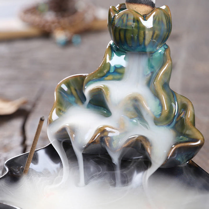 Buddha Stones蓮の葉 鯉 陶器 逆流煙噴水 平和香炉 装飾 - image 7