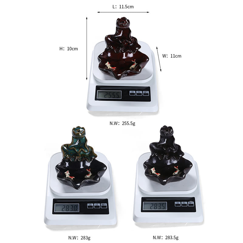 Buddha Stones蓮の葉 鯉 陶器 逆流煙噴水 平和香炉 装飾 - image 19