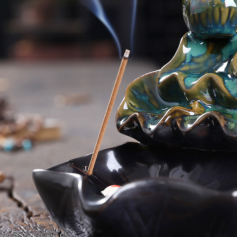 Buddha Stones蓮の葉 鯉 陶器 逆流煙噴水 平和香炉 装飾 - image 10