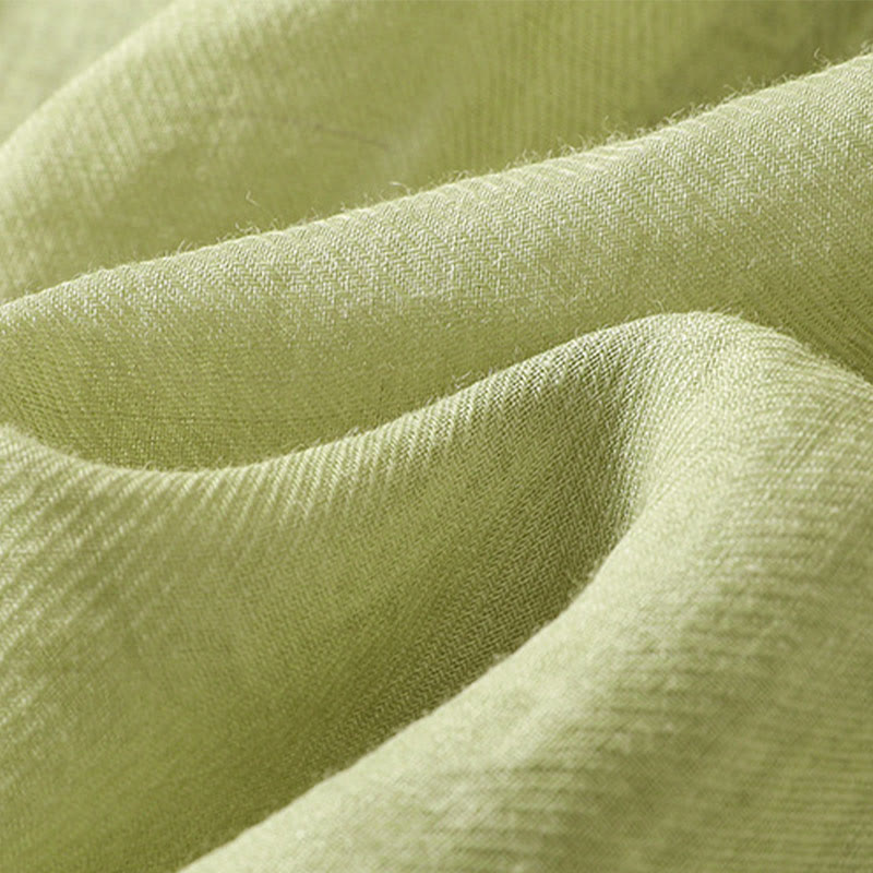 Buddha Stones刺繍入りシングルブレストレディースコットンリネン七分袖シャツ - image 9