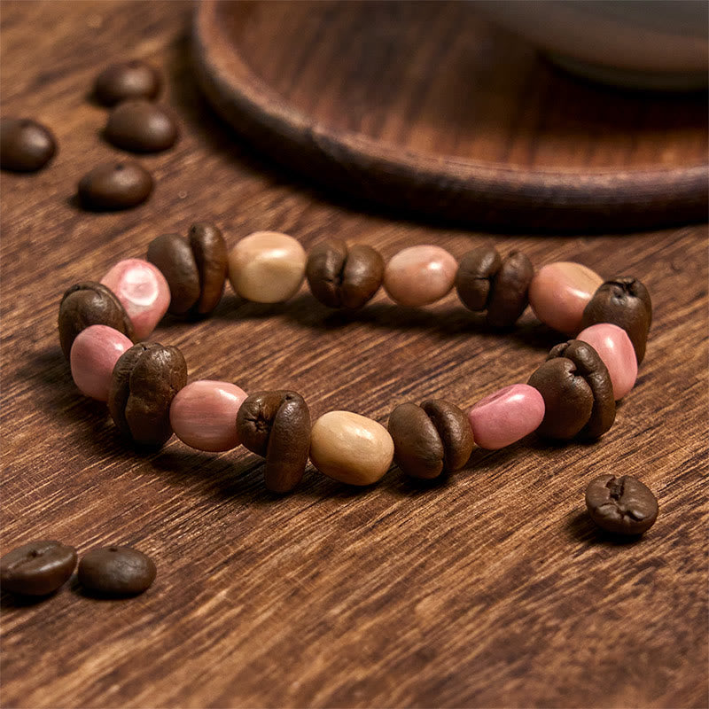 Buddha Stonesハンドメイド 天然コーヒー豆 不規則石ブレスレット - コーヒー豆(手首周り14~17cm) - image 1