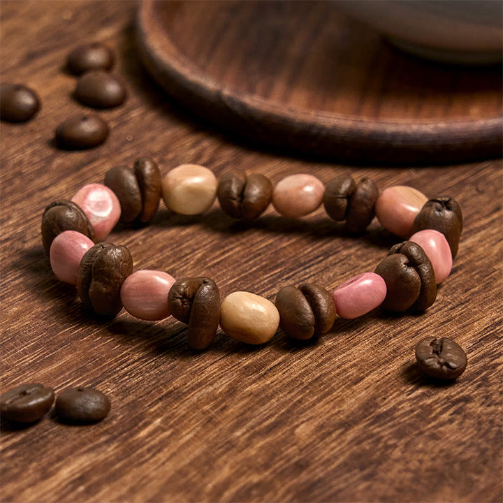 Buddha Stonesハンドメイド 天然コーヒー豆 不規則石ブレスレット - コーヒー豆(手首周り14~17cm) - image 1
