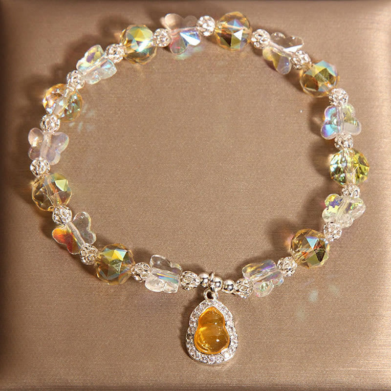 Buddha Stonesバタフライ ひょうたん アメジスト シトリン ラブラドライト バランスブレスレット - シトリン(手首周り:18cm) - image 6