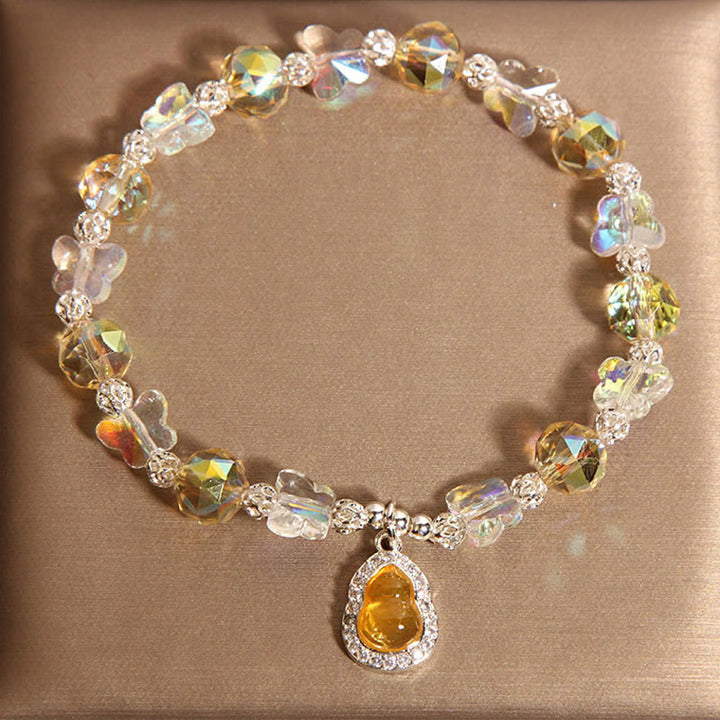 Buddha Stonesバタフライ ひょうたん アメジスト シトリン ラブラドライト バランスブレスレット - シトリン(手首周り:18cm) - image 6