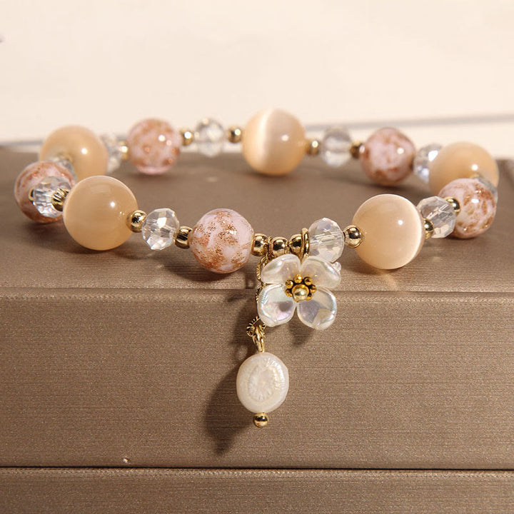 Buddha Stonesアクアマリン イエローキャッツアイストーン フラワーピースブレスレット - イエローキャッツアイ(手首周り:14~16cm) - image 7