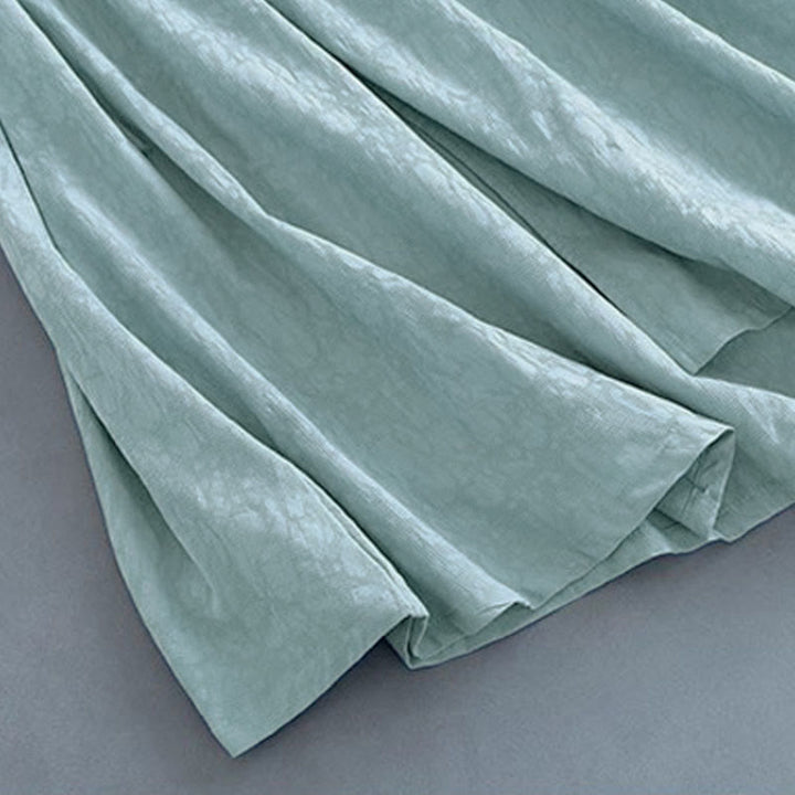 Buddha Stones春のカジュアル 無地 フロッグボタンデザイン サイドレースアップ コットンリネン ミディドレス - image 11