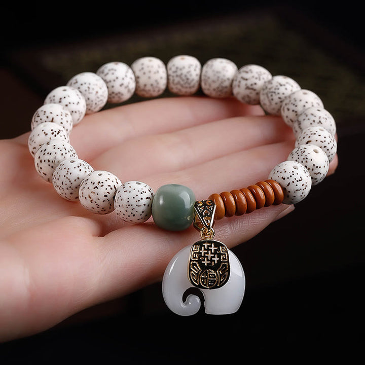 Buddha Stones手磨き 星月菩提樹 象の模様 内なる平和のブレスレット - image 2
