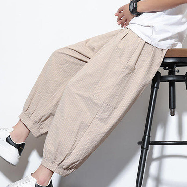 Buddha Stonesカジュアルストライプ メンズ コットン 7-8丈 ハーレムパンツ ポケット付き - image 8
