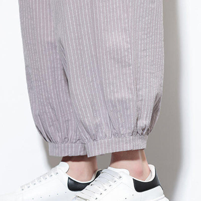 Buddha Stonesカジュアルストライプ メンズ コットン 7-8丈 ハーレムパンツ ポケット付き - image 15