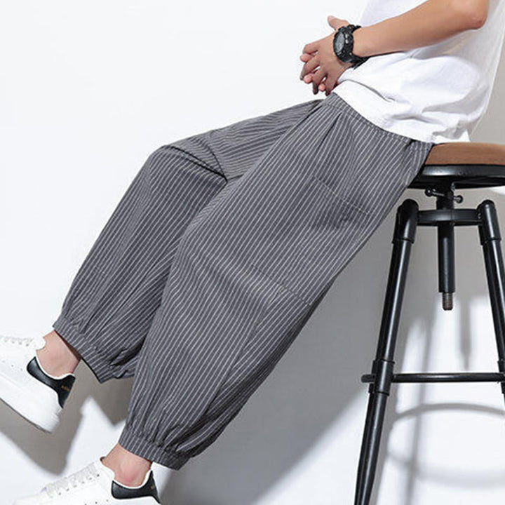 Buddha Stonesカジュアルストライプ メンズ コットン 7-8丈 ハーレムパンツ ポケット付き - image 29