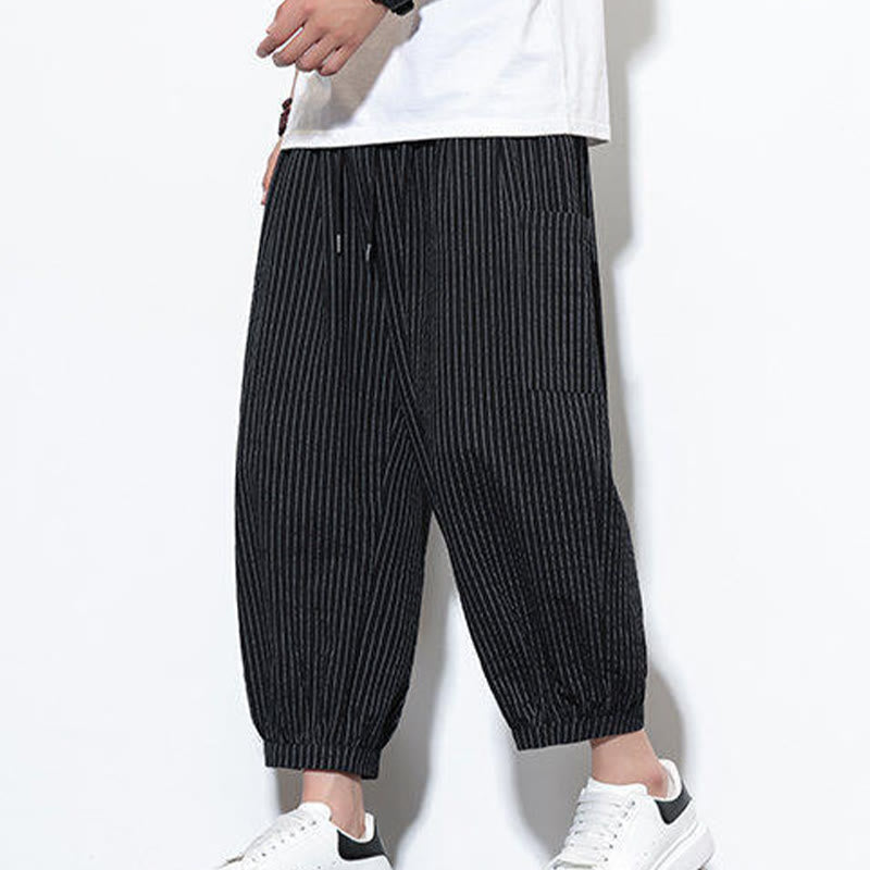Buddha Stonesカジュアルストライプ メンズ コットン 7-8丈 ハーレムパンツ ポケット付き - image 33