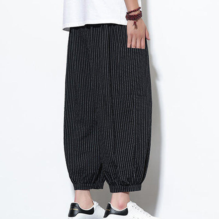 Buddha Stonesカジュアルストライプ メンズ コットン 7-8丈 ハーレムパンツ ポケット付き - image 34