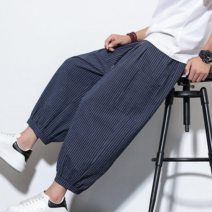 Buddha Stonesカジュアルストライプ メンズ コットン 7-8丈 ハーレムパンツ ポケット付き - image 46