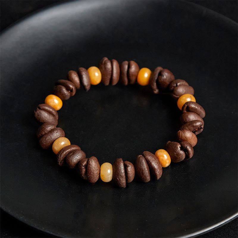 Buddha Stones天然コーヒー豆 グリーンアベンチュリン 黄龍翡翠 ビーズブレスレット - image 9