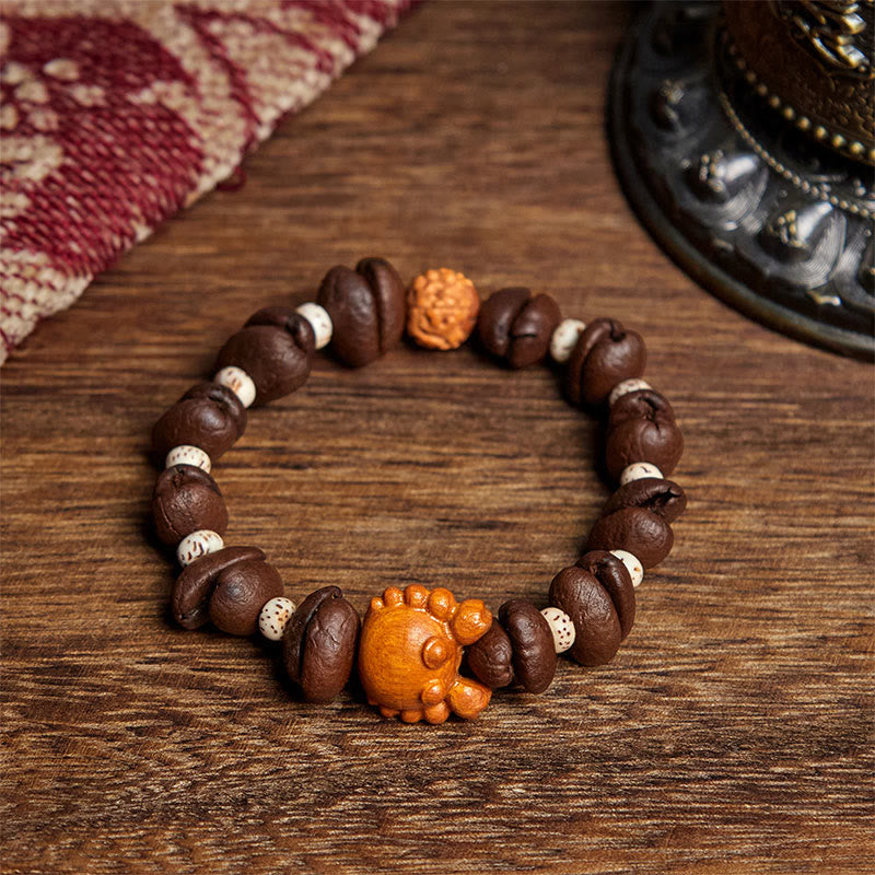 Buddha Stones、手作りカニ銅貨、コーヒー豆、ウェンジウッドブレスレット - コーヒービーン(手首周り:17.5cm) - image 1