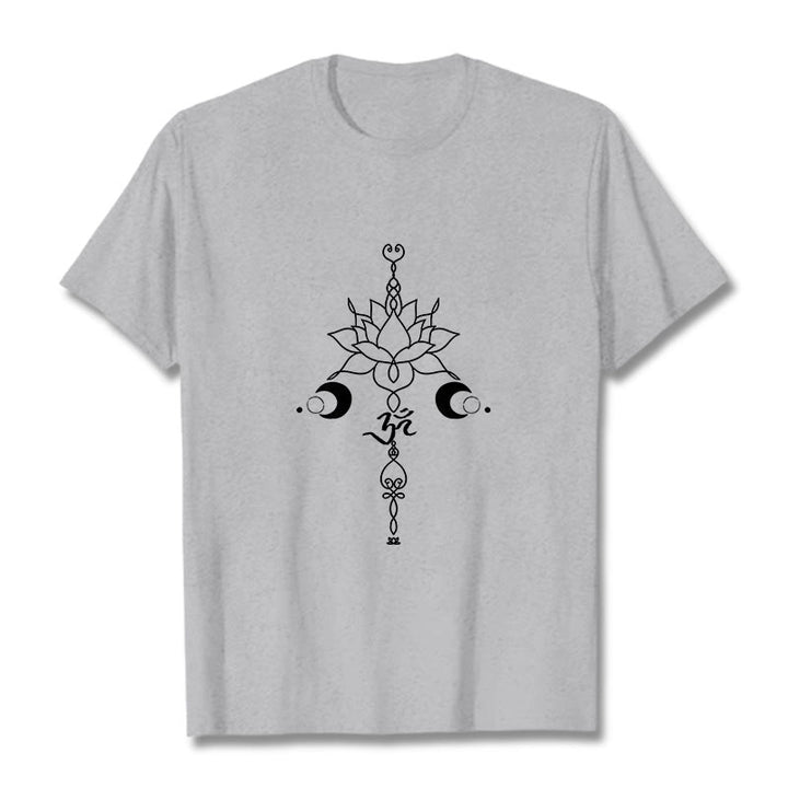 Buddha Stones無地 蓮の花 オムシンボル柄 Tシャツ - ライトグレー - 2XL - image 20