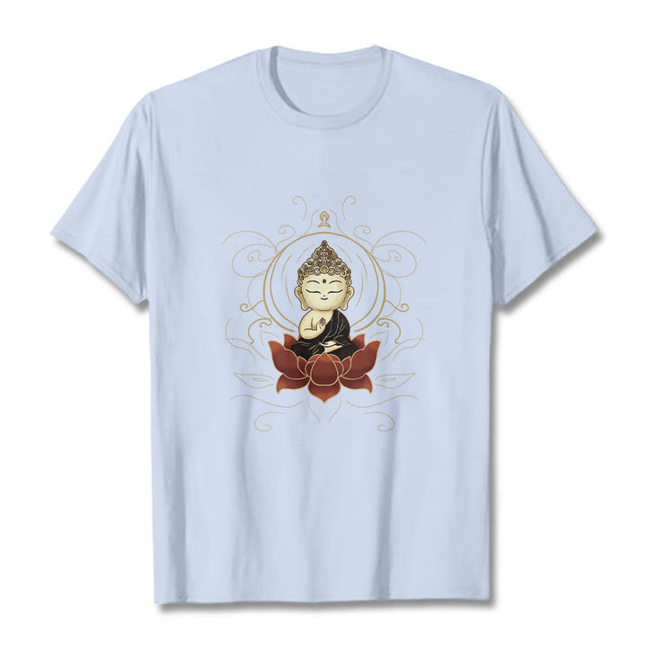 Buddha Stonesの静かな仏陀の蓮の模様Tシャツ - ライトシアン - 2XL - image 19