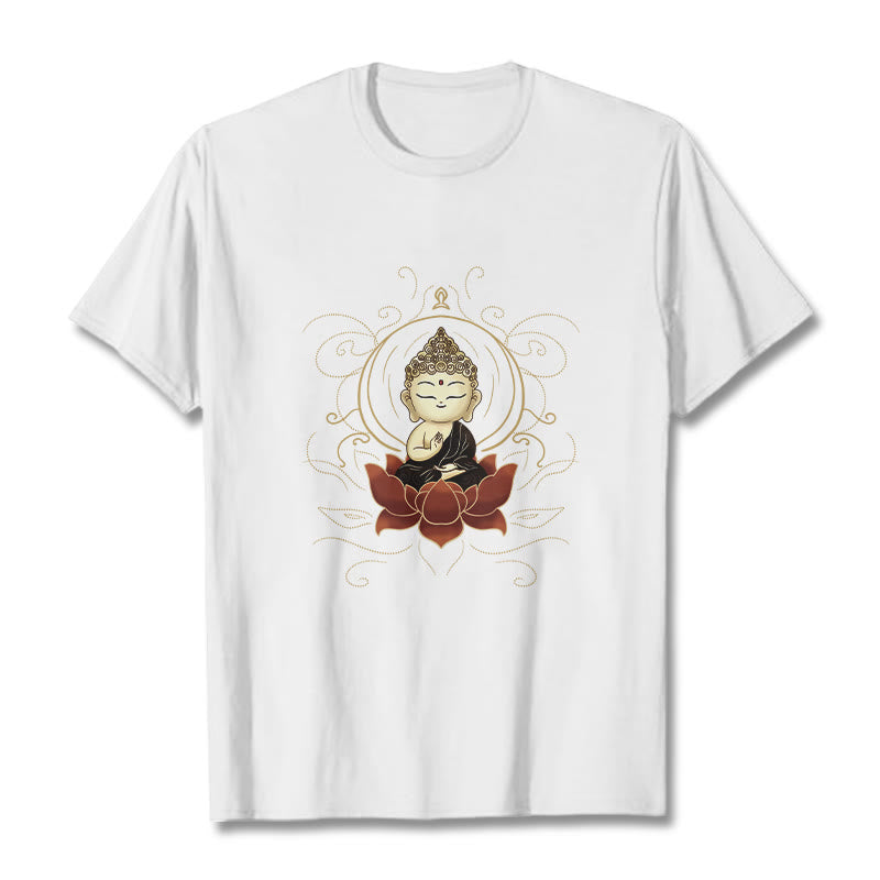 Buddha Stonesの静かな仏陀の蓮の模様Tシャツ - 白 - 2XL - image 8