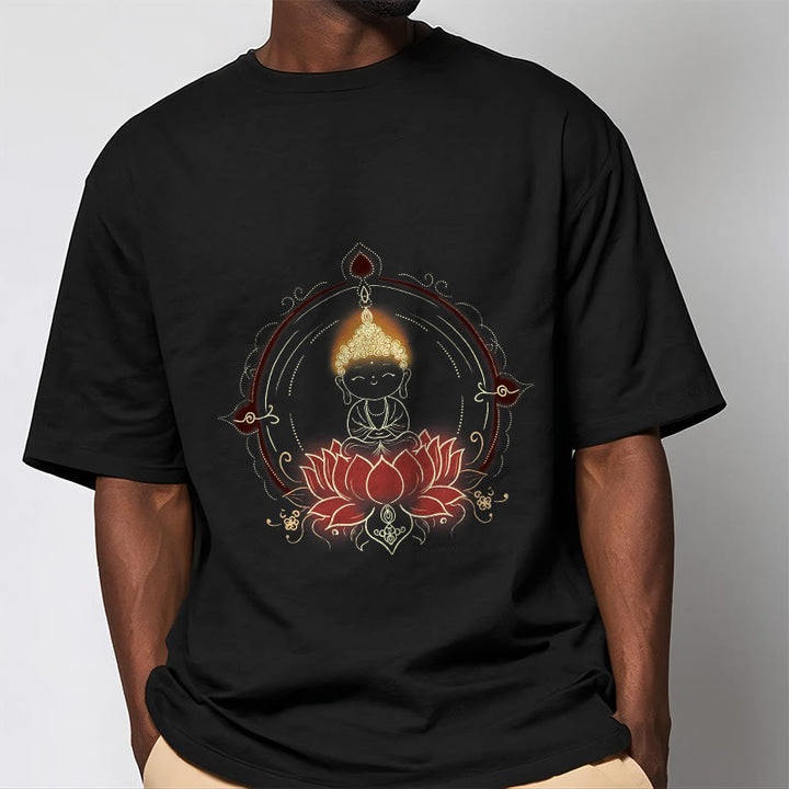 Buddha Stones喜びの仏陀 蓮の曼荼羅柄 Tシャツ - image 6