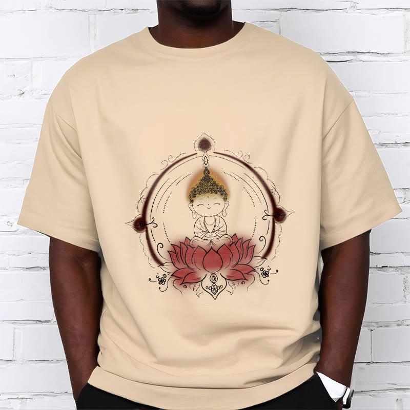Buddha Stones喜びの仏陀 蓮の曼荼羅柄 Tシャツ - image 10