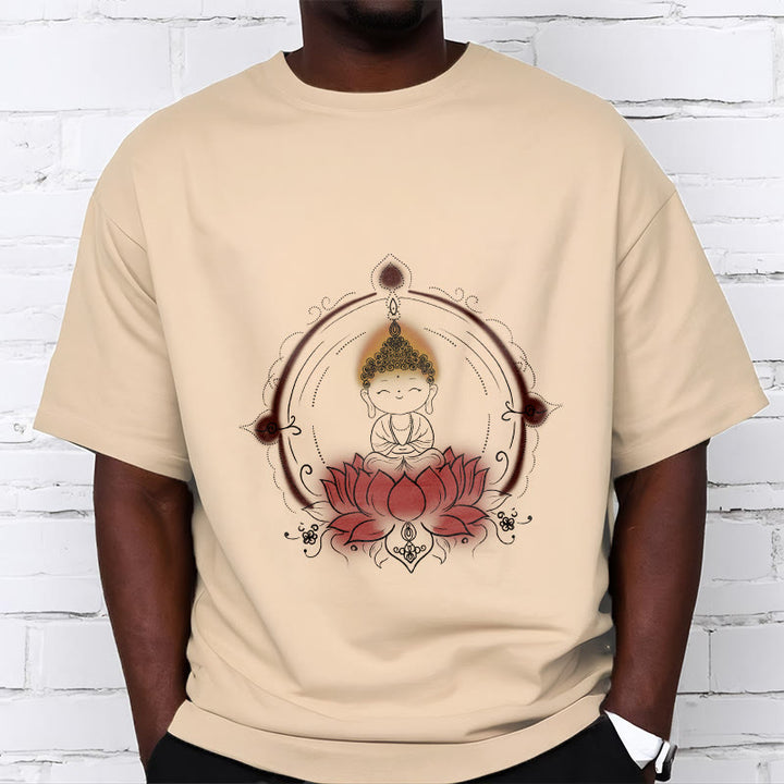 Buddha Stones喜びの仏陀 蓮の曼荼羅柄 Tシャツ - image 10
