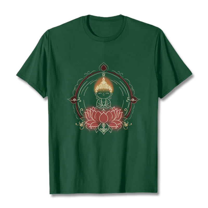 Buddha Stones喜びの仏陀 蓮の曼荼羅柄 Tシャツ - フォレストグリーン - 2XL - image 11