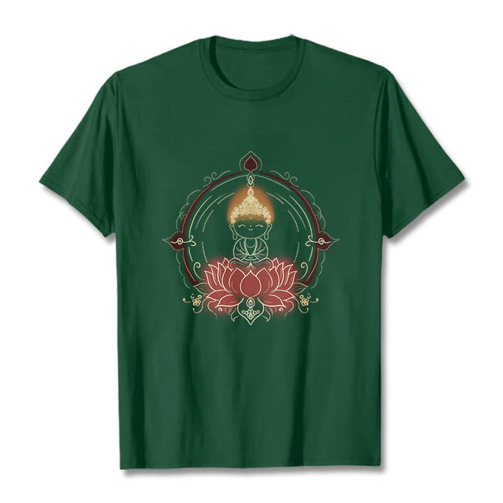 Buddha Stones喜びの仏陀 蓮の曼荼羅柄 Tシャツ - フォレストグリーン - 2XL - image 11