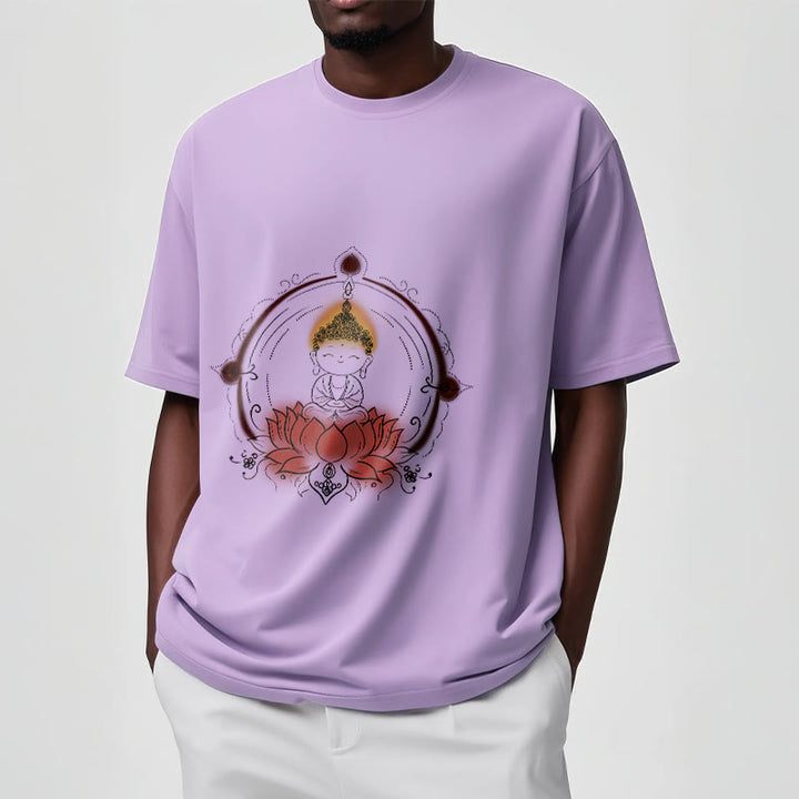 Buddha Stones喜びの仏陀 蓮の曼荼羅柄 Tシャツ - image 18
