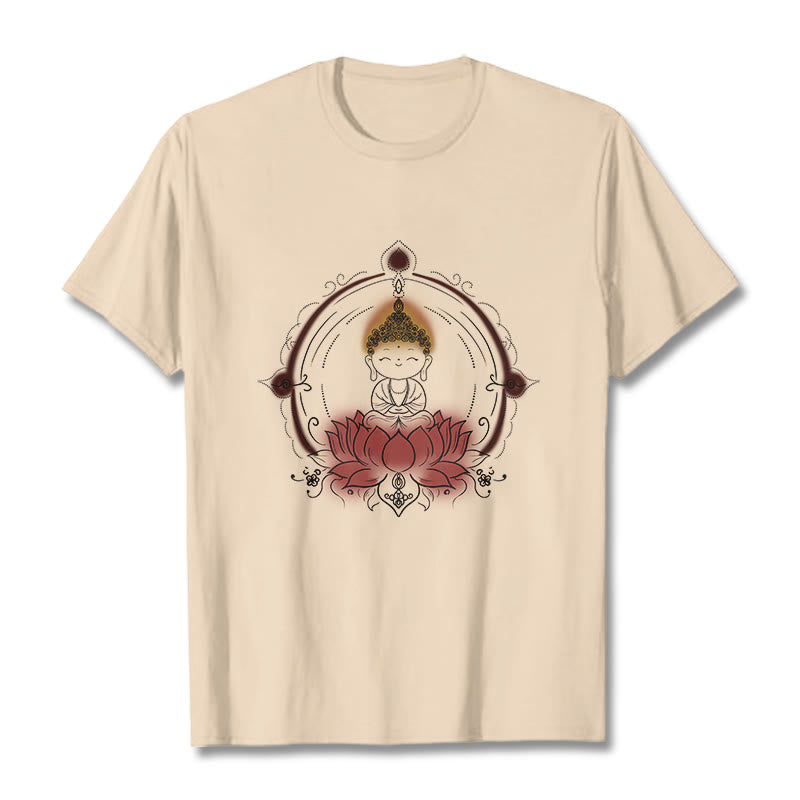 Buddha Stones喜びの仏陀 蓮の曼荼羅柄 Tシャツ - ビスク - 2XL - image 9