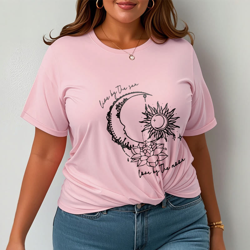 Buddha Stones、太陽、月、蓮の花柄Tシャツ - image 14