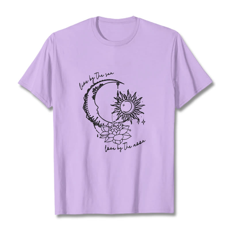Buddha Stones、太陽、月、蓮の花柄Tシャツ - 梅 - 2XL - image 17