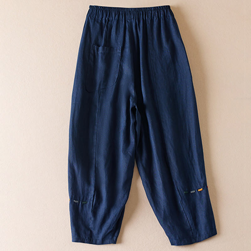 Buddha Stonesカラー糸7-8丈レディースハーレムコットンリネンパンツ(ポケット付き) - image 10