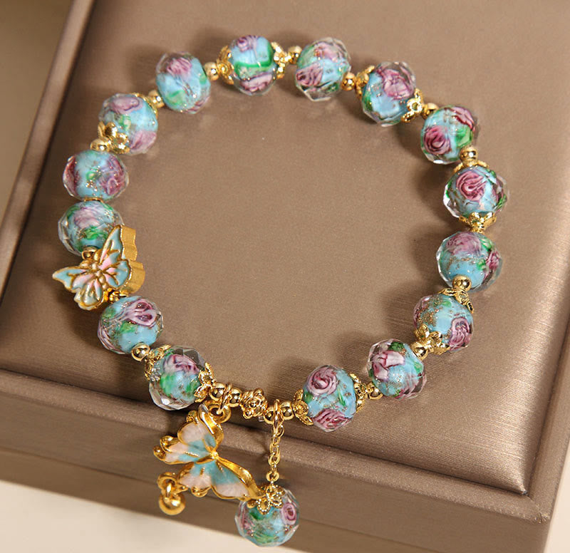 Buddha Stonesチャームローズフラワーリウリブレスレット - image 5