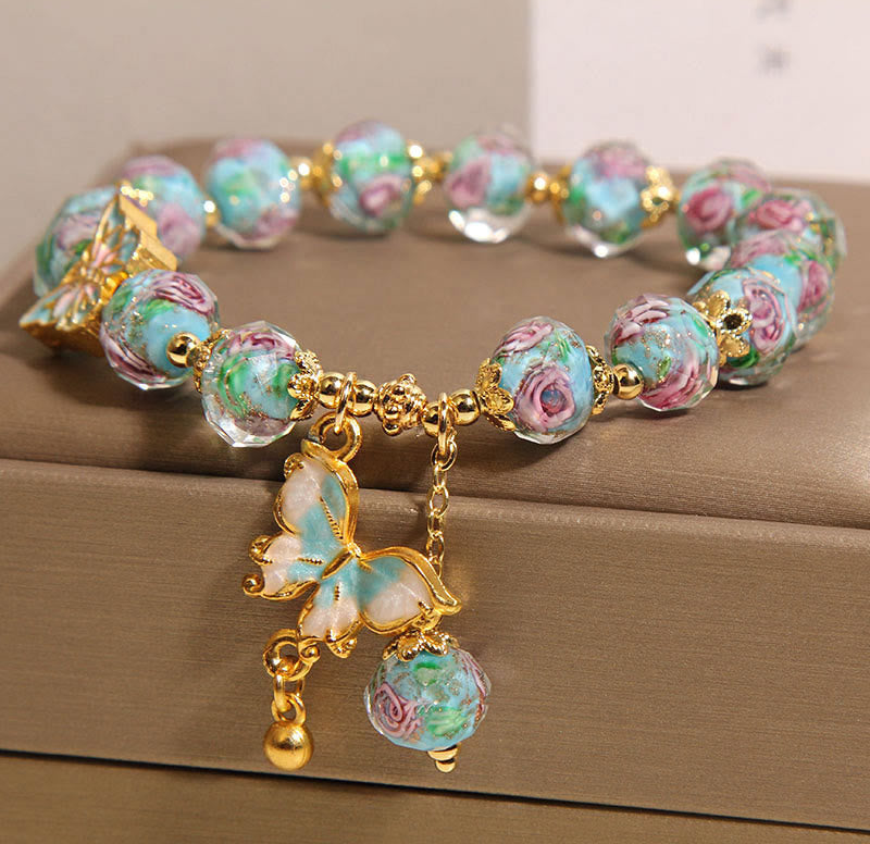 Buddha Stonesチャームローズフラワーリウリブレスレット - image 2