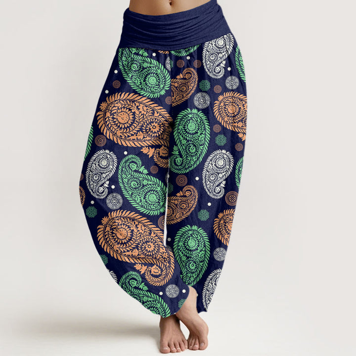Buddha Stones、カシューナッツ、花、葉、つる、ひまわり柄、レディース、伸縮性ウエスト、ハーレムパンツ - 海軍 - US22、 UK/AU26、 EU54 (6XL) - image 8