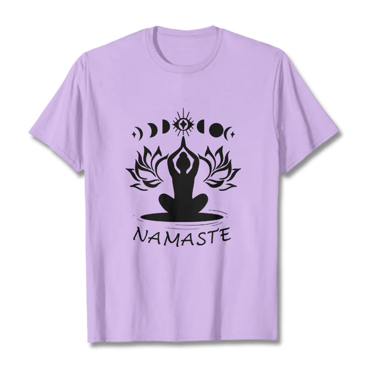 Buddha Stonesカジュアル 瞑想図 蓮月目柄 Tシャツ - 梅 - 2XL - image 18