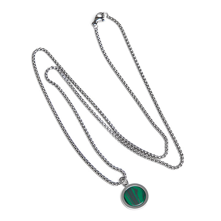 Buddha Stones天然石 ターコイズ タイガーアイ ラズライト マラカイト チタン鋼 浄化ネックレス ペンダント