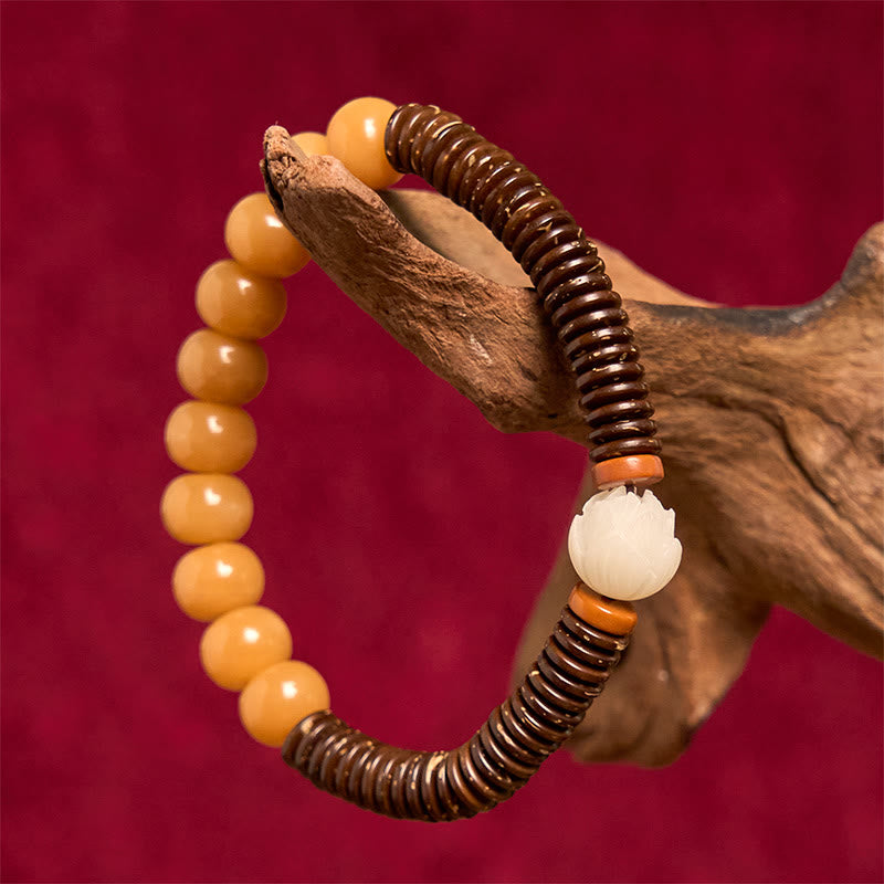Buddha Stonesチベット菩提樹シードビーズ ココナッツシェル ウィズダムブレスレット