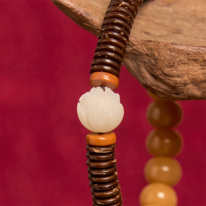 Buddha Stonesチベット菩提樹シードビーズ ココナッツシェル ウィズダムブレスレット