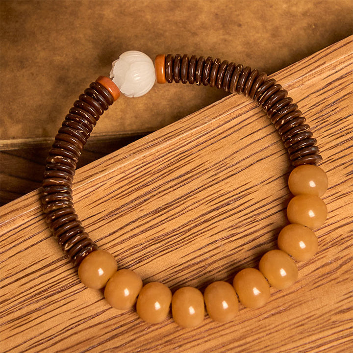 Buddha Stonesチベット菩提樹シードビーズ ココナッツシェル ウィズダムブレスレット