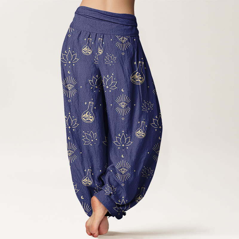 Buddha Stonesカジュアル ロータス ホルスの目柄 レディース 伸縮性ウエスト ハーレムパンツ - image 7