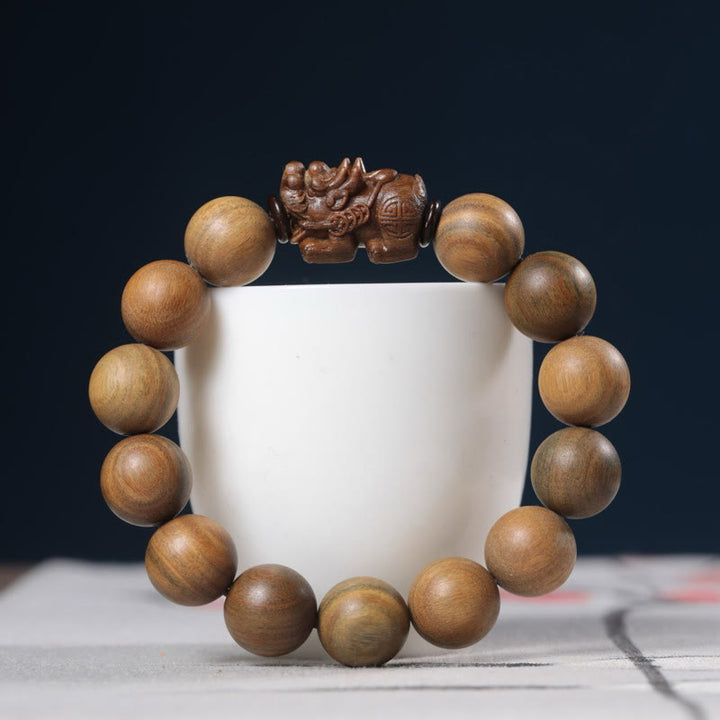 Buddha Stones緑白檀PiXiu開運財運ブレスレット - グリーンサンダルウッド(手首周り:18~21cm) - image 1