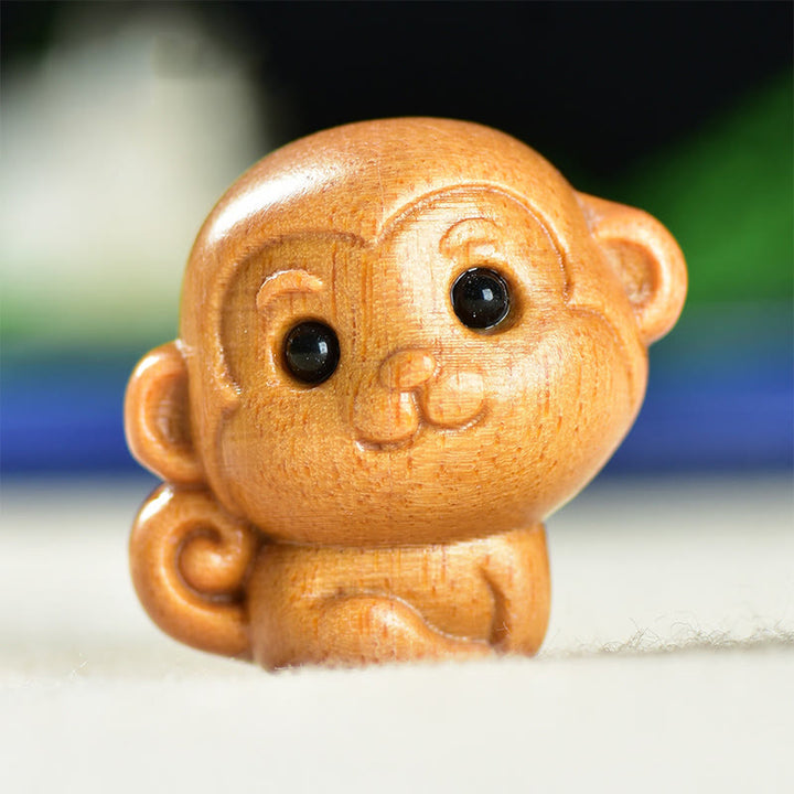 Buddha Stones緑白檀小葉紫檀かわいい猿 動物 平和 装飾 - 白檀モンキー(28×28×22mm) - image 9