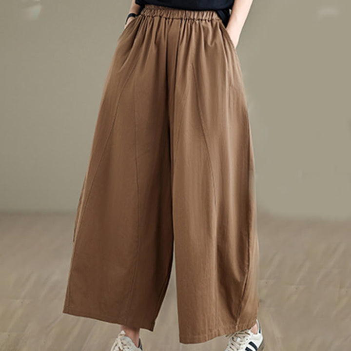 Buddha Stonesカジュアル 無地 コットン レディース 7-8丈 ワイドレッグパンツ ポケット付き - image 15