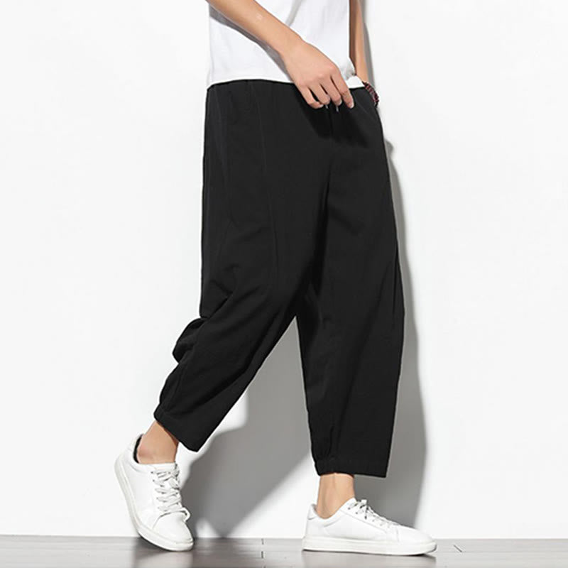 Buddha Stones夏 メンズ 7-8丈 コットンリネン キャロットパンツ ポケット付き - image 19