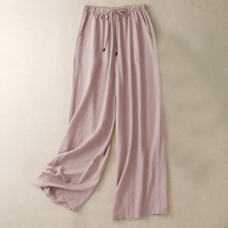 Buddha Stonesサマードローストリングデザイン レディース ワイドレッグパンツ ポケット付き - ピンク - US8-10,UK/AU12-14,EU40-42 (2XL) - image 1