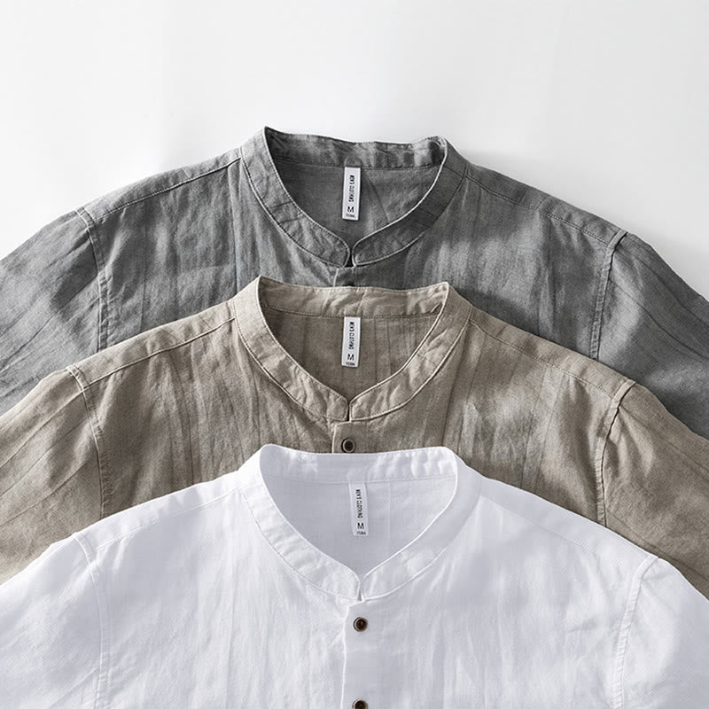 Buddha Stonesサマーボタン 半袖 ラミー リネン コットン メンズシャツ - image 22