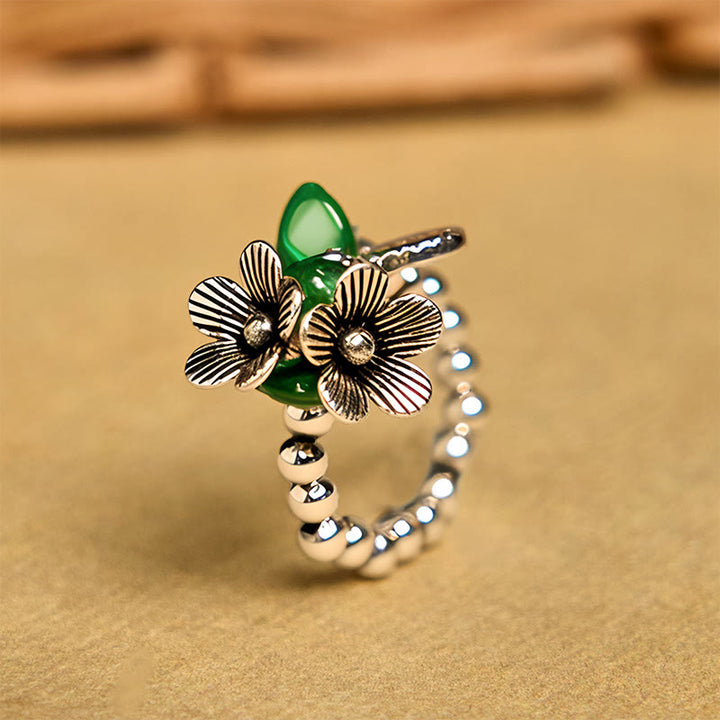Buddha Stonesの花柄銅合金幸運弾性ロープリング - 14~20mm(伸縮ロープ) - image 1