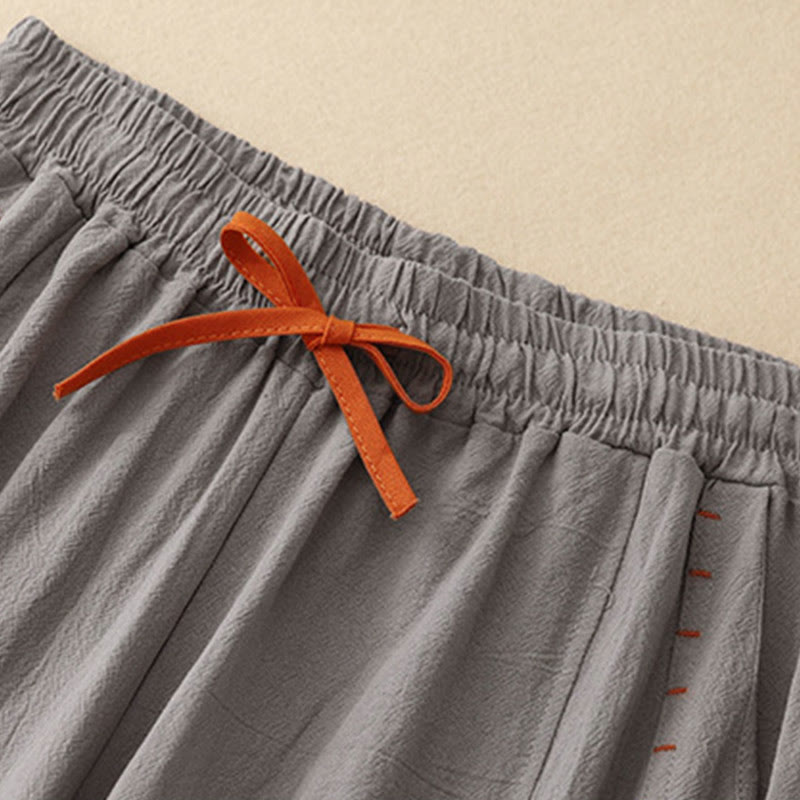 Buddha Stonesカジュアル サイドスリットデザイン コットン レディース ワイドレッグ 7-8丈パンツ ポケット付き - image 12