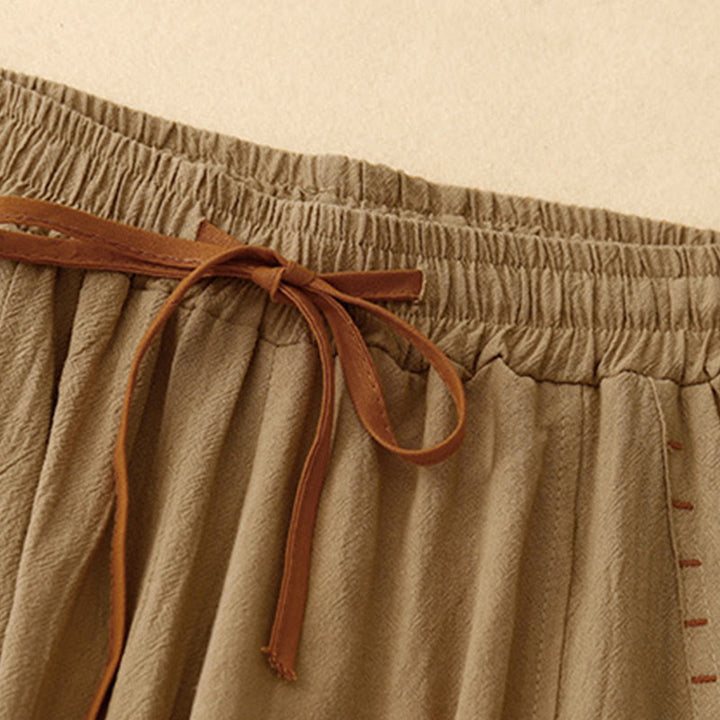 Buddha Stonesカジュアル サイドスリットデザイン コットン レディース ワイドレッグ 7-8丈パンツ ポケット付き - image 2